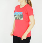 Womens Jack Wolfskin Print 1802601 Hisbiscus Red Short Sleeve T-Shirt